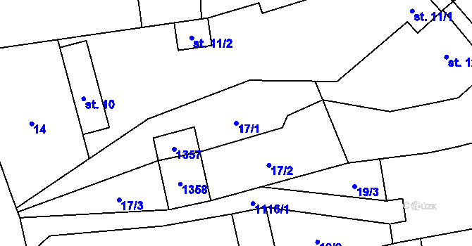 Parcela st. 17/1 v KÚ Vilémovice u Macochy, Katastrální mapa