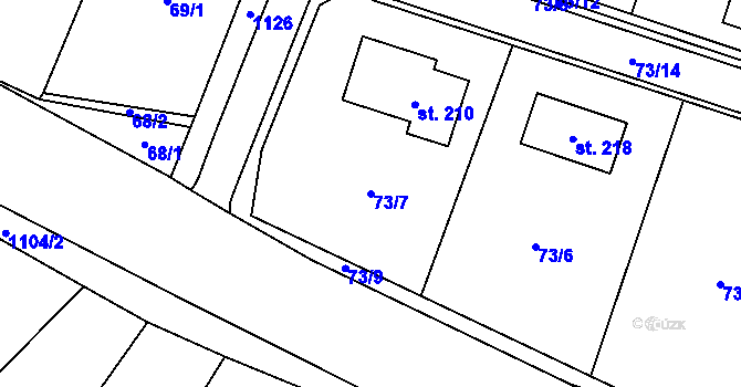 Parcela st. 73/7 v KÚ Vilémovice u Macochy, Katastrální mapa