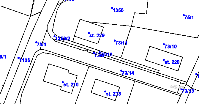 Parcela st. 73/12 v KÚ Vilémovice u Macochy, Katastrální mapa
