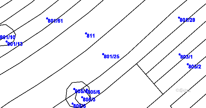 Parcela st. 801/25 v KÚ Vilémovice u Macochy, Katastrální mapa