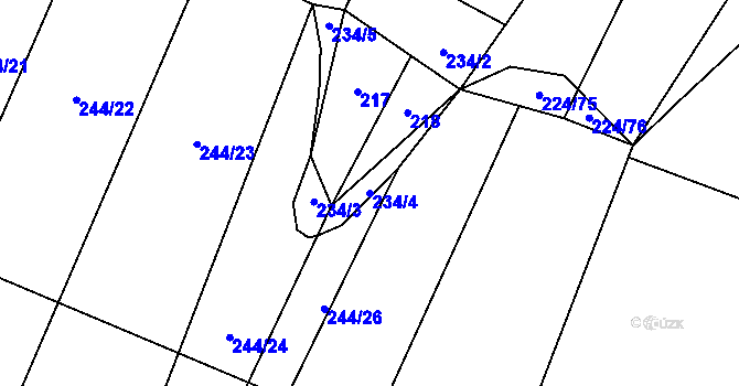 Parcela st. 234/4 v KÚ Vilémovice u Macochy, Katastrální mapa