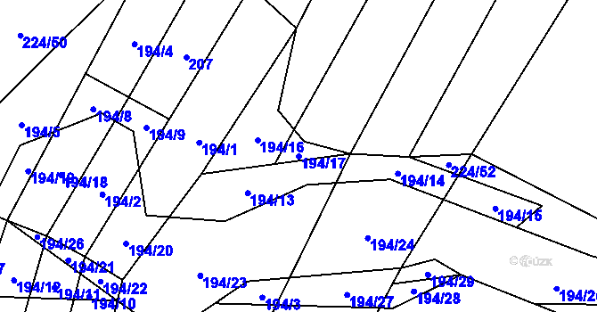 Parcela st. 194/17 v KÚ Vilémovice u Macochy, Katastrální mapa