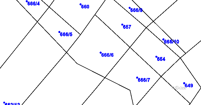 Parcela st. 666/6 v KÚ Vilémovice u Macochy, Katastrální mapa