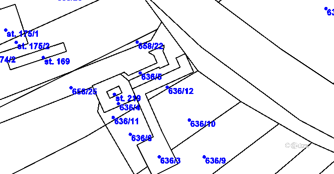 Parcela st. 636/12 v KÚ Vilémovice u Macochy, Katastrální mapa