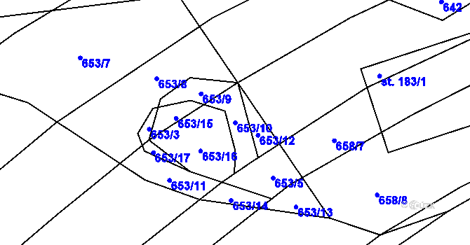 Parcela st. 653/10 v KÚ Vilémovice u Macochy, Katastrální mapa
