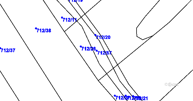 Parcela st. 712/57 v KÚ Vilémovice u Macochy, Katastrální mapa