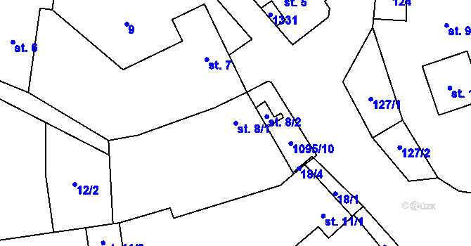 Parcela st. 8/1 v KÚ Vilémovice u Macochy, Katastrální mapa
