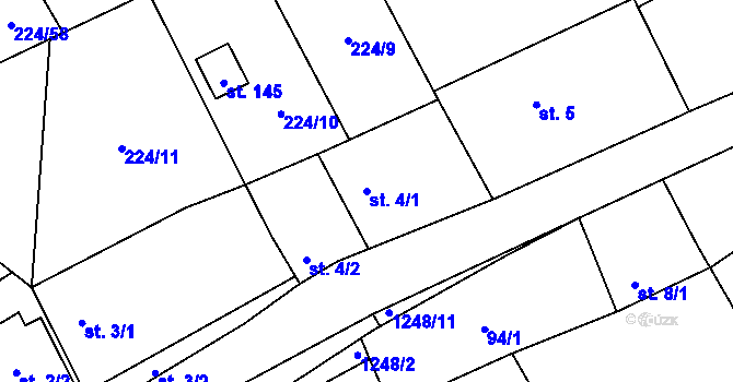 Parcela st. 4/1 v KÚ Vilice, Katastrální mapa