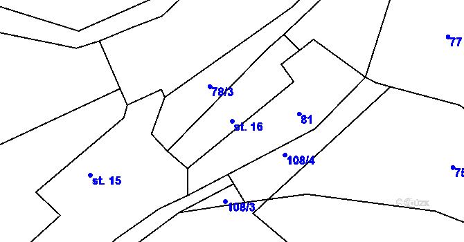 Parcela st. 16 v KÚ Vilice, Katastrální mapa