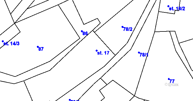 Parcela st. 17 v KÚ Vilice, Katastrální mapa