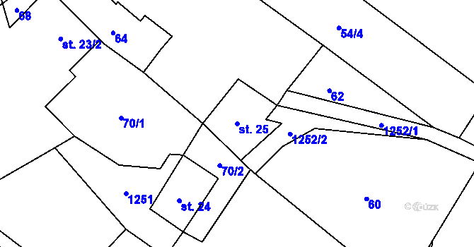 Parcela st. 25 v KÚ Vilice, Katastrální mapa
