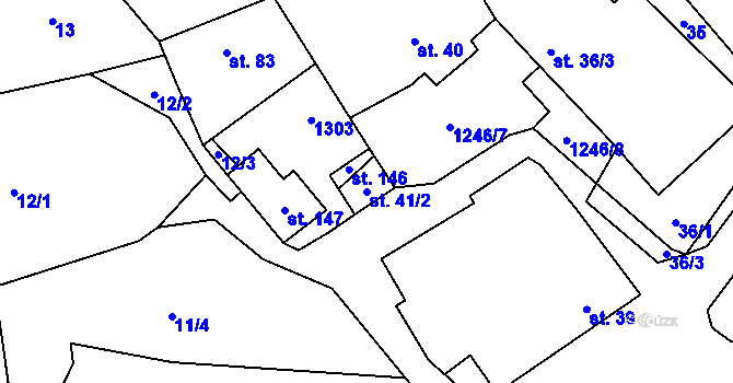 Parcela st. 41/2 v KÚ Vilice, Katastrální mapa