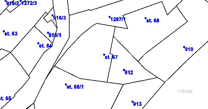 Parcela st. 67 v KÚ Vilice, Katastrální mapa