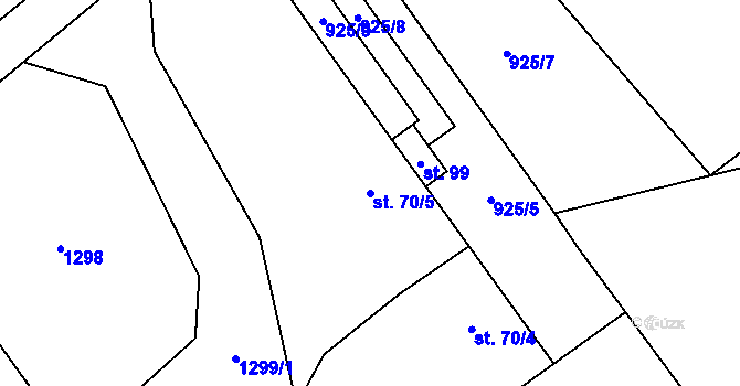 Parcela st. 70/5 v KÚ Vilice, Katastrální mapa