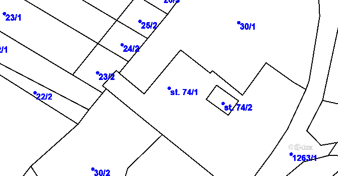 Parcela st. 74/1 v KÚ Vilice, Katastrální mapa