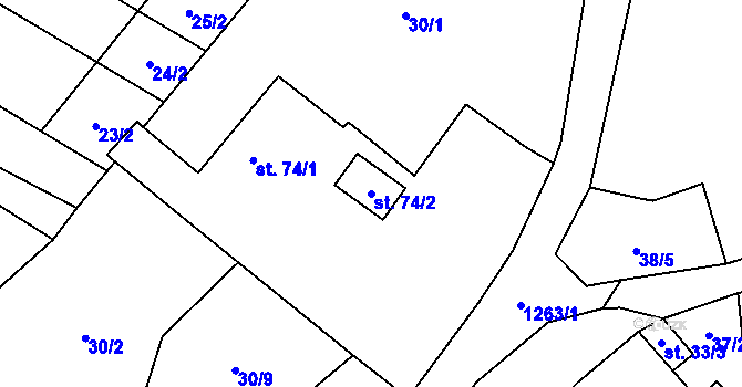 Parcela st. 74/2 v KÚ Vilice, Katastrální mapa