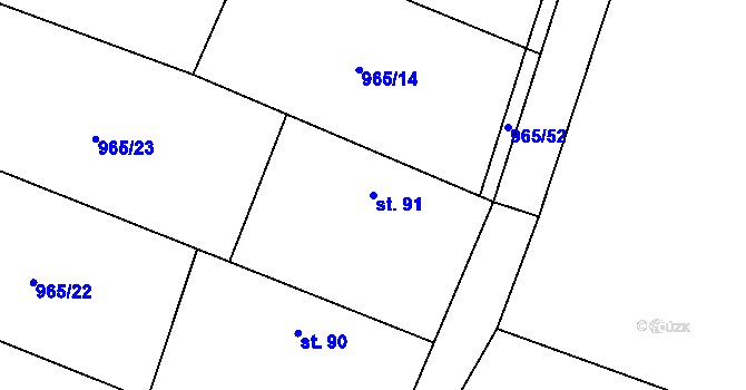 Parcela st. 91 v KÚ Vilice, Katastrální mapa