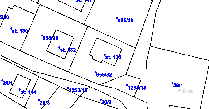 Parcela st. 133 v KÚ Vilice, Katastrální mapa