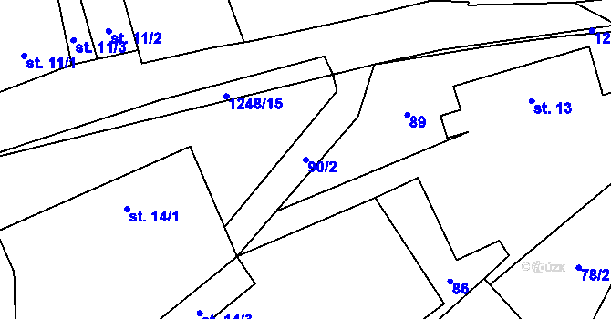 Parcela st. 90/2 v KÚ Vilice, Katastrální mapa