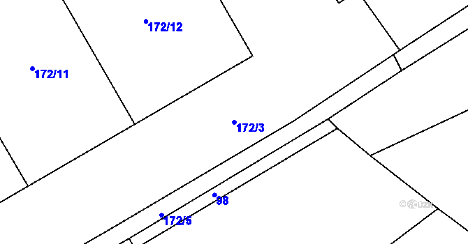 Parcela st. 172/3 v KÚ Vilice, Katastrální mapa