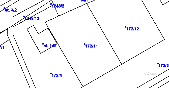 Parcela st. 172/11 v KÚ Vilice, Katastrální mapa