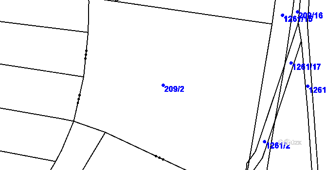 Parcela st. 209/2 v KÚ Vilice, Katastrální mapa