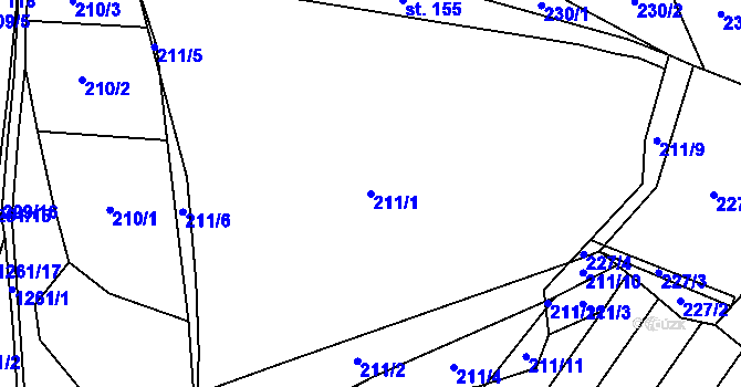 Parcela st. 211/1 v KÚ Vilice, Katastrální mapa