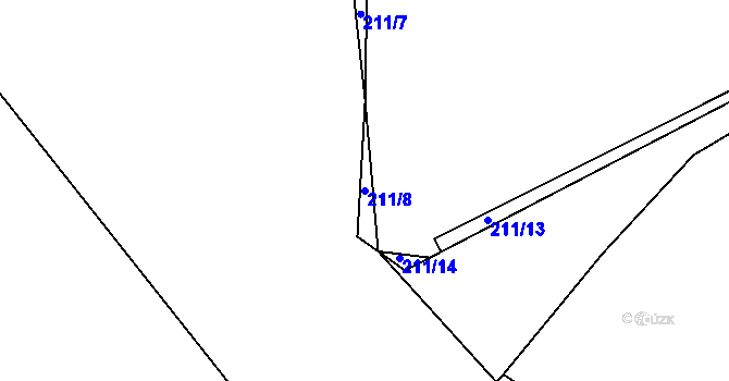Parcela st. 211/8 v KÚ Vilice, Katastrální mapa