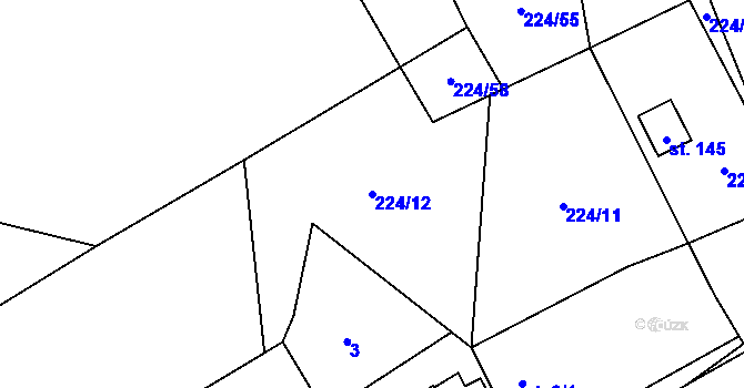 Parcela st. 224/12 v KÚ Vilice, Katastrální mapa