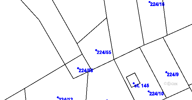 Parcela st. 224/55 v KÚ Vilice, Katastrální mapa