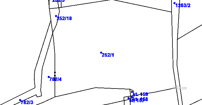 Parcela st. 252/1 v KÚ Vilice, Katastrální mapa