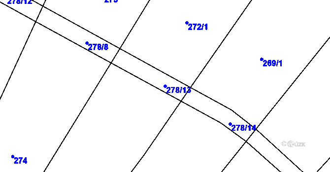 Parcela st. 278/13 v KÚ Vilice, Katastrální mapa