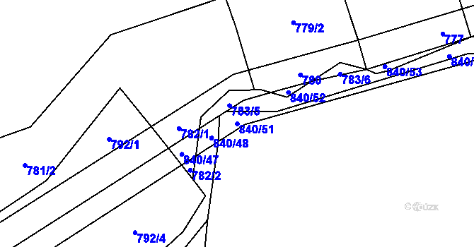 Parcela st. 840/51 v KÚ Vilice, Katastrální mapa