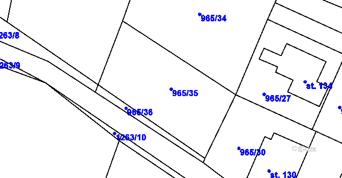 Parcela st. 965/35 v KÚ Vilice, Katastrální mapa
