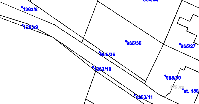 Parcela st. 965/36 v KÚ Vilice, Katastrální mapa