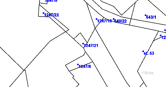 Parcela st. 1247/21 v KÚ Vilice, Katastrální mapa