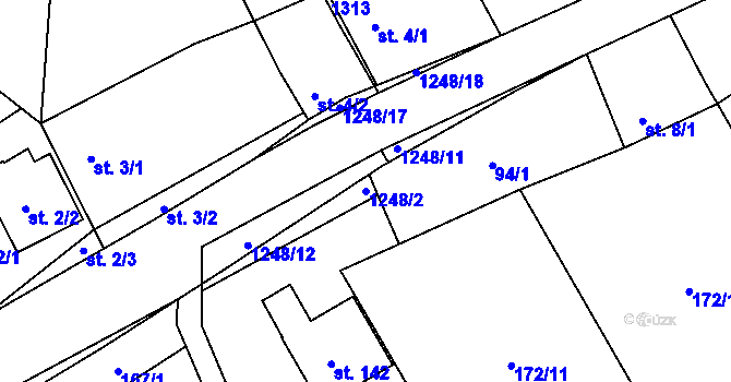Parcela st. 1248/2 v KÚ Vilice, Katastrální mapa