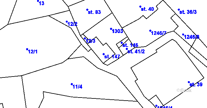 Parcela st. 147 v KÚ Vilice, Katastrální mapa