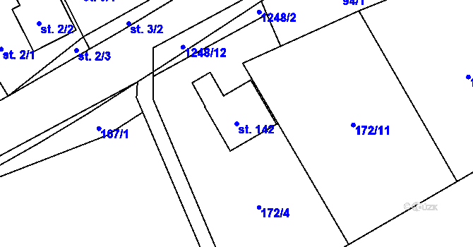 Parcela st. 142 v KÚ Vilice, Katastrální mapa