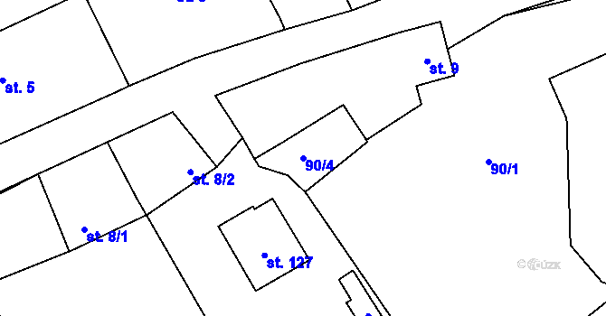 Parcela st. 90/4 v KÚ Vilice, Katastrální mapa