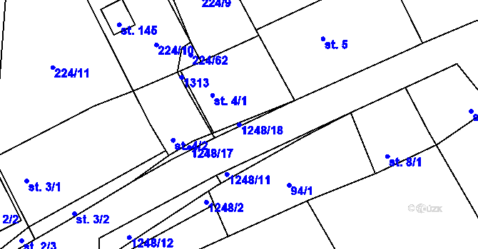 Parcela st. 1248/18 v KÚ Vilice, Katastrální mapa