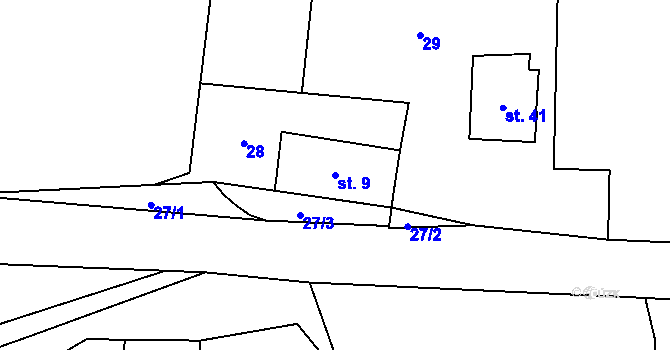 Parcela st. 9 v KÚ Vílov, Katastrální mapa