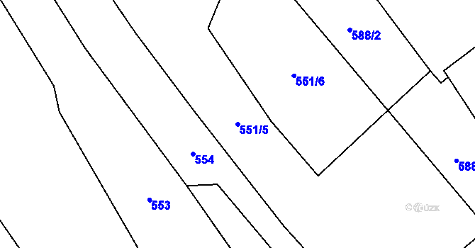 Parcela st. 551/5 v KÚ Vílov, Katastrální mapa