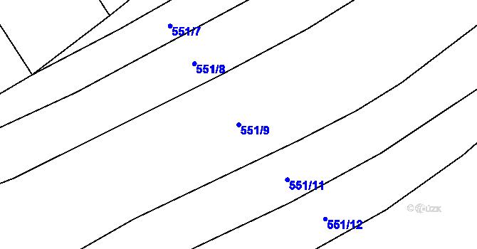 Parcela st. 551/9 v KÚ Vílov, Katastrální mapa