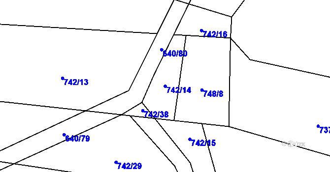 Parcela st. 742/14 v KÚ Vílov, Katastrální mapa