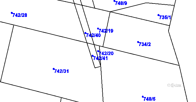 Parcela st. 742/20 v KÚ Vílov, Katastrální mapa