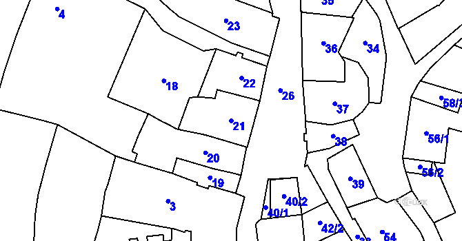Parcela st. 21 v KÚ Vimperk, Katastrální mapa