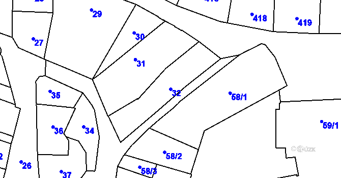 Parcela st. 32 v KÚ Vimperk, Katastrální mapa
