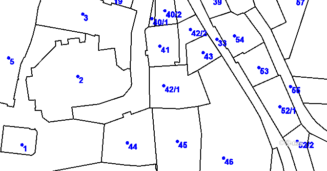 Parcela st. 42/1 v KÚ Vimperk, Katastrální mapa
