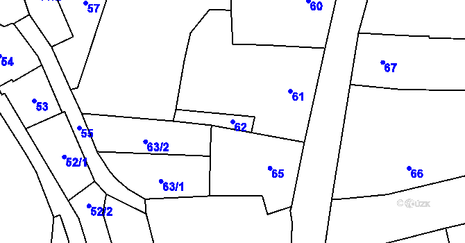 Parcela st. 62 v KÚ Vimperk, Katastrální mapa